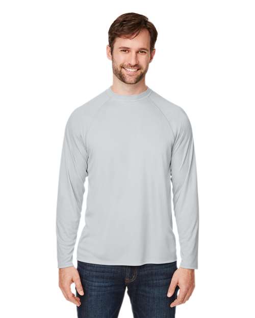 CORE365 - Camiseta unisex de manga larga raglán Ultra UVP™ Marina - CE110