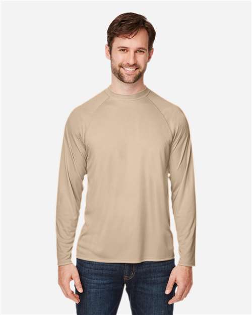 CORE365 - Camiseta unisex de manga larga raglán Ultra UVP™ Marina - CE110