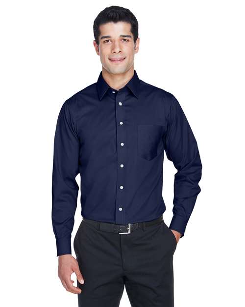 Devon & Jones - Camisa de vestir de sarga elástica lisa Crown Collection® para hombre - DG530