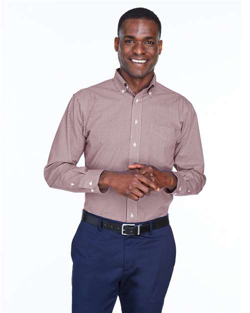 Devon & Jones - Camisa de vestir tejida a cuadros vichy Crown Collection® para hombre - D640