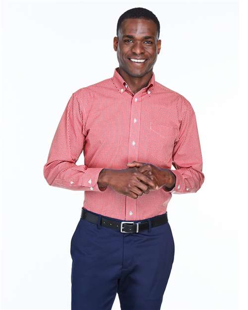 Devon & Jones - Camisa de vestir tejida a cuadros vichy Crown Collection® para hombre - D640