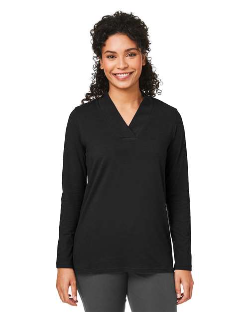 Devon & Jones - Top de punto con cuello chal Raleigh para mujer - DP121W