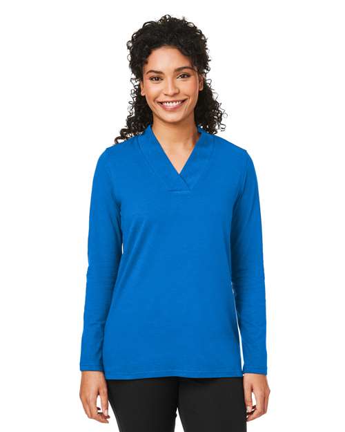 Devon & Jones - Top de punto con cuello chal Raleigh para mujer - DP121W