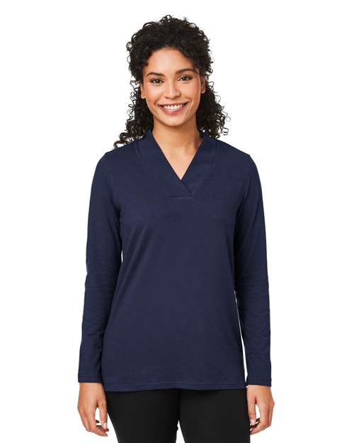 Devon & Jones - Top de punto con cuello chal Raleigh para mujer - DP121W