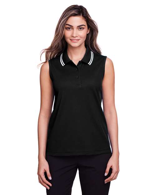 Devon & Jones - Polo sin mangas con ribete trenzado CrownLux Performance® para mujer - DG20SW