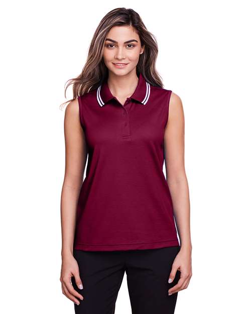 Devon & Jones - Polo sin mangas con ribete trenzado CrownLux Performance® para mujer - DG20SW