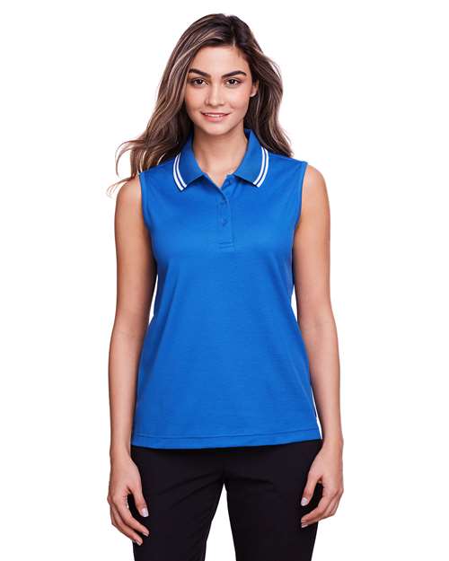 Devon & Jones - Women's CrownLux Performance® Plaited Tipped Sleeveless Polo - DG20SW