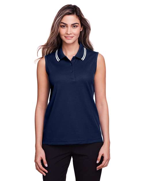 Devon & Jones - Women's CrownLux Performance® Plaited Tipped Sleeveless Polo - DG20SW