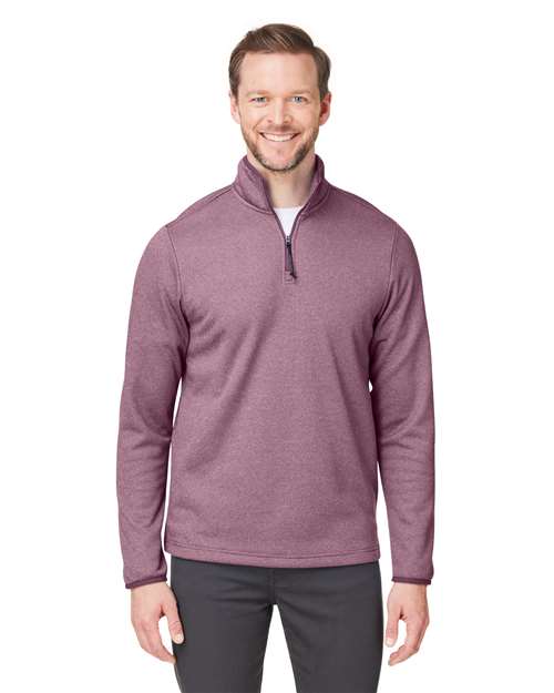 CORE365 - Jersey Venture de rayas jaspeadas con cremallera de un cuarto para hombre - CE73