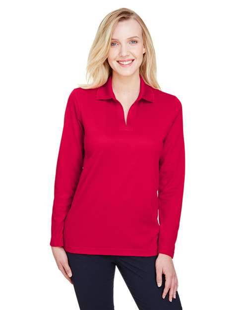 Devon & Jones - Polo de manga larga trenzado CrownLux Performance® para mujer - DG20LW