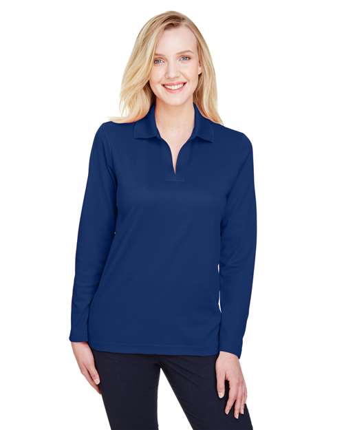 Devon & Jones - Polo de manga larga trenzado CrownLux Performance® para mujer - DG20LW