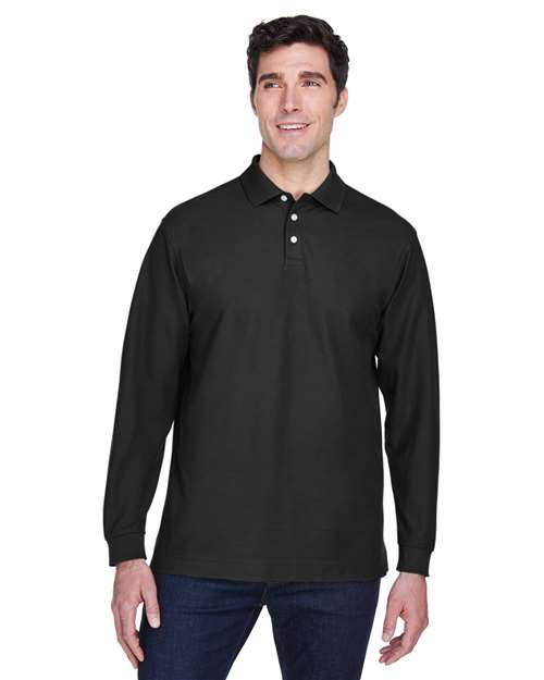 Devon & Jones - Polo de manga larga Pima Piqué para hombre - D110