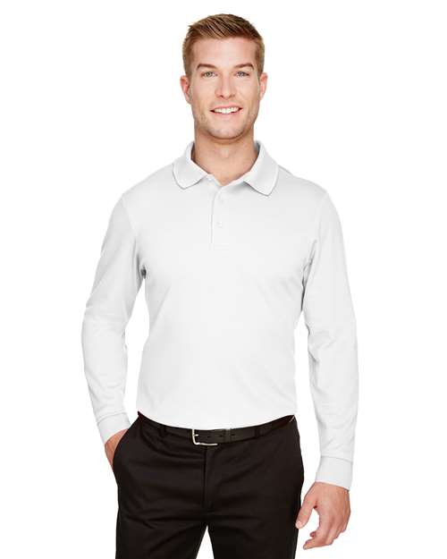 Devon & Jones - Polo de manga larga trenzada CrownLux Performance® para hombre - DG20LT