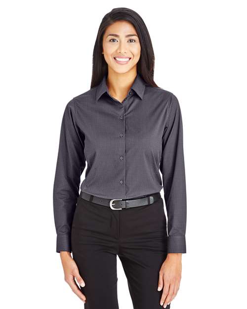 Devon & Jones - Camisa de vestir tejida a cuadros mini tonales CrownLux Performance® para mujer - DG535W