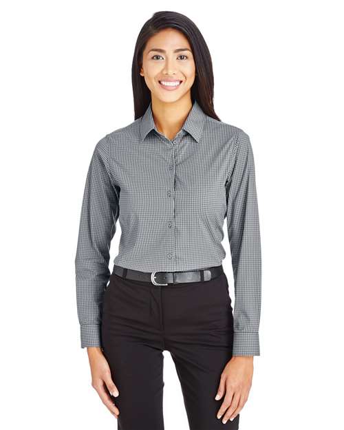 Devon & Jones - Camisa de vestir tejida a cuadros mini tonales CrownLux Performance® para mujer - DG535W