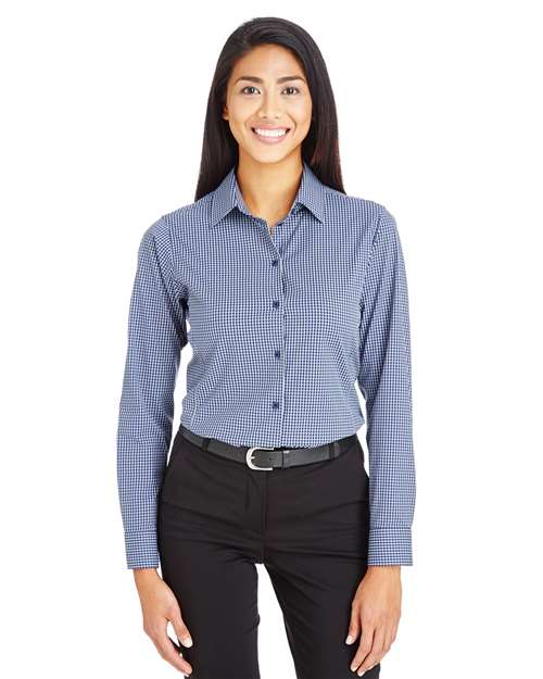 Devon & Jones - Camisa de vestir tejida a cuadros mini tonales CrownLux Performance® para mujer - DG535W