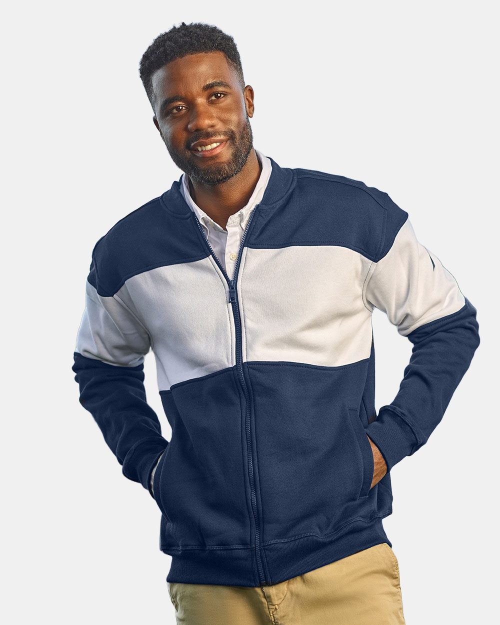 Nautica - Unisex Anchor Fleece Colorblocked Bomber Jacket - N17928