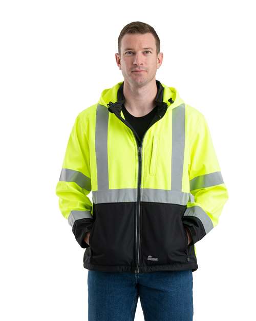 Berne Apparel - Men's Hi-Vis Class 3 Hooded Soft Shell Jacket - HVJS206
