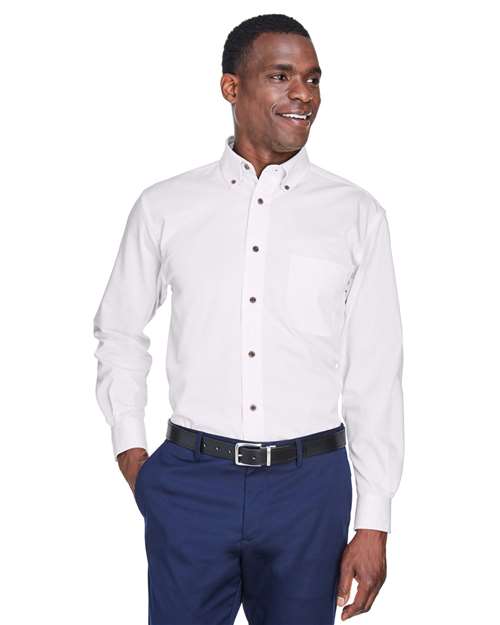Harriton - Camisa de sarga Easy Blend™ para hombre - M500
