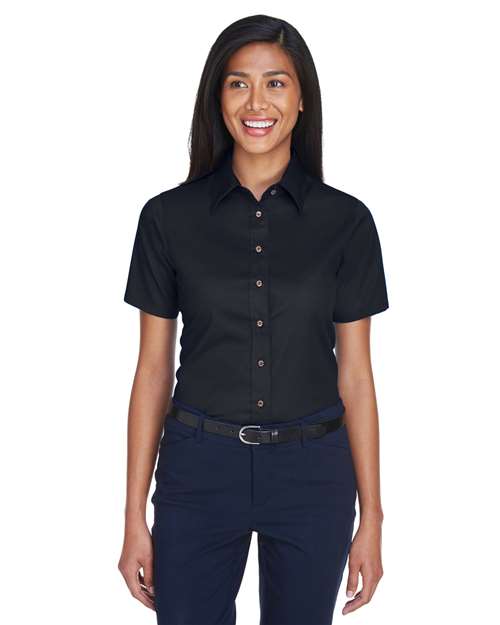 Harriton - Camisa de vestir de sarga de manga corta Easy Blend™ para mujer con antimanchas - M500SW