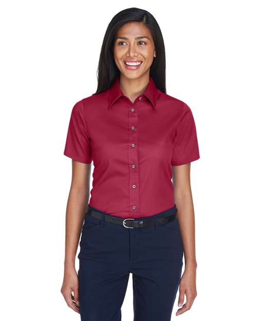 Harriton - Camisa de vestir de sarga de manga corta Easy Blend™ para mujer con antimanchas - M500SW