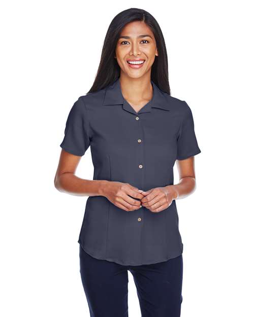 Harriton - Camisa de campamento de pana Bahama para mujer - M570W