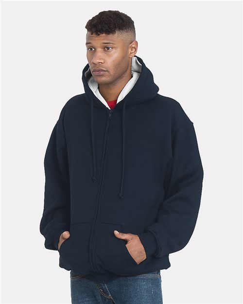 Bayside - Sudadera unisex con capucha, cremallera completa y forro térmico superpesado, fabricada en EE. UU. - 940