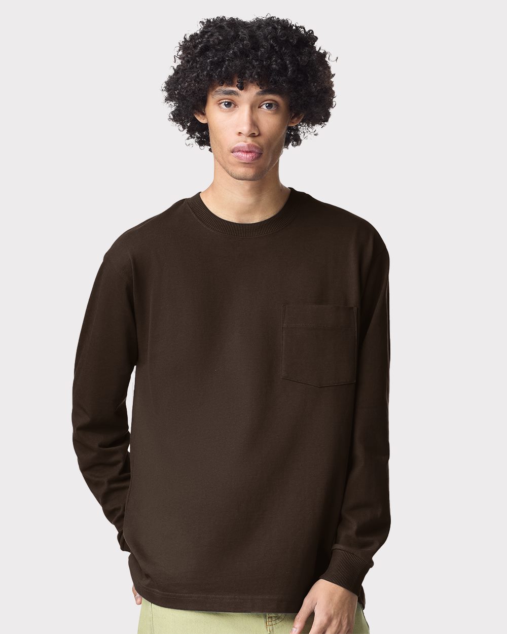 American Apparel - Camiseta unisex de manga larga con bolsillo y peso superpesado - 9410
