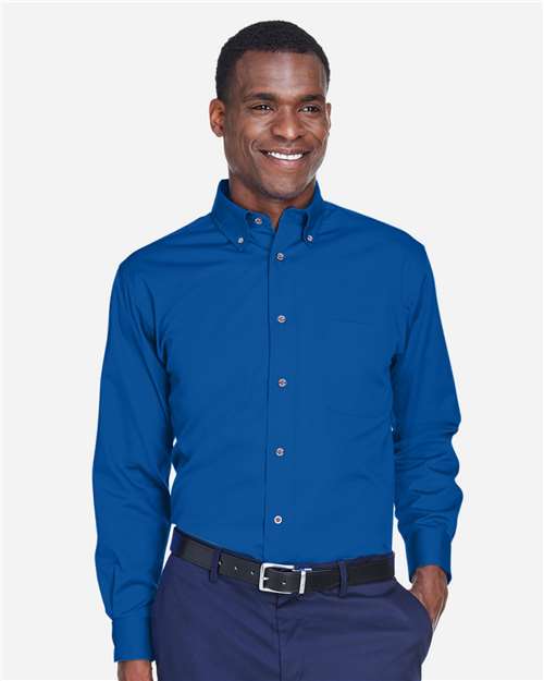 Harriton - Camisa de vestir de sarga Easy Blend™ para hombre - M500T