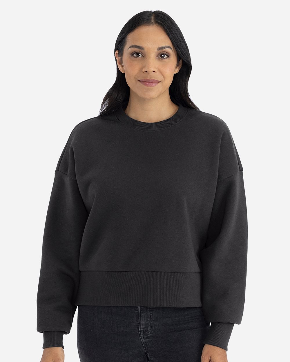Next Level - Sudadera de cuello redondo de tejido grueso para mujer - 9087