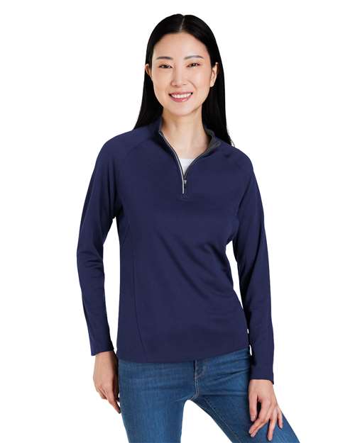 CORE365 - Jersey Origin Performance de piqué con cremallera de un cuarto para mujer - CE418W