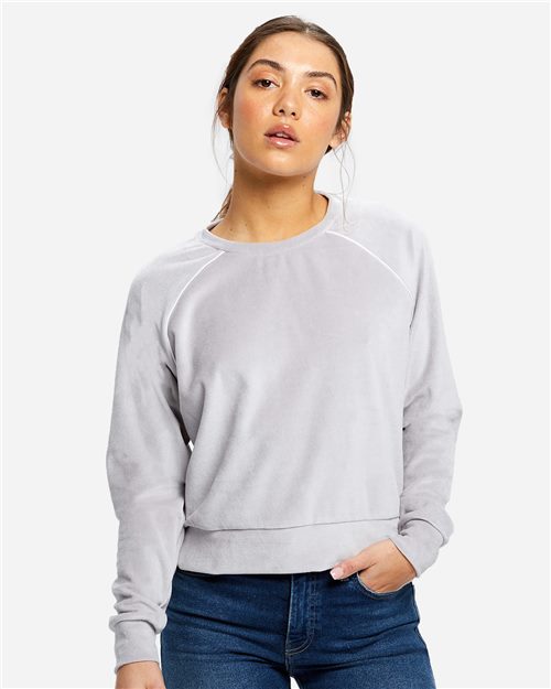 US Blanks - Jersey corto de terciopelo de manga larga para mujer - US538