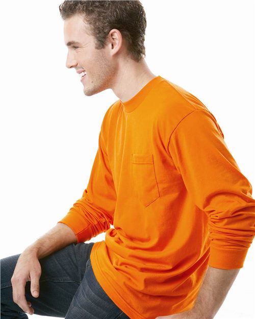 Bayside - Unisex USA-Made 50/50 Long Sleeve Pocket T-Shirt - 1730