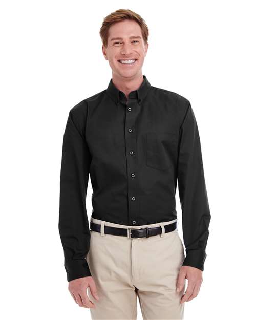 Harriton - Camisa de vestir de sarga de algodón con teflón para hombre - M581