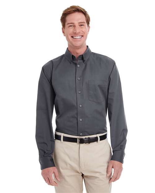 Harriton - Camisa de vestir de sarga de algodón con teflón para hombre - M581