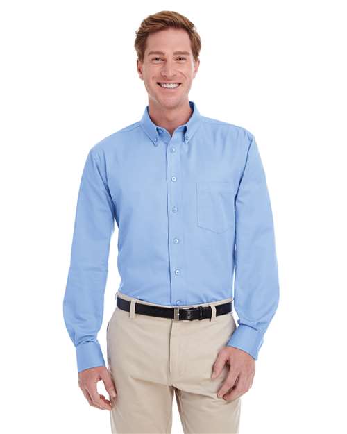Harriton - Camisa de vestir de sarga de algodón con teflón para hombre - M581