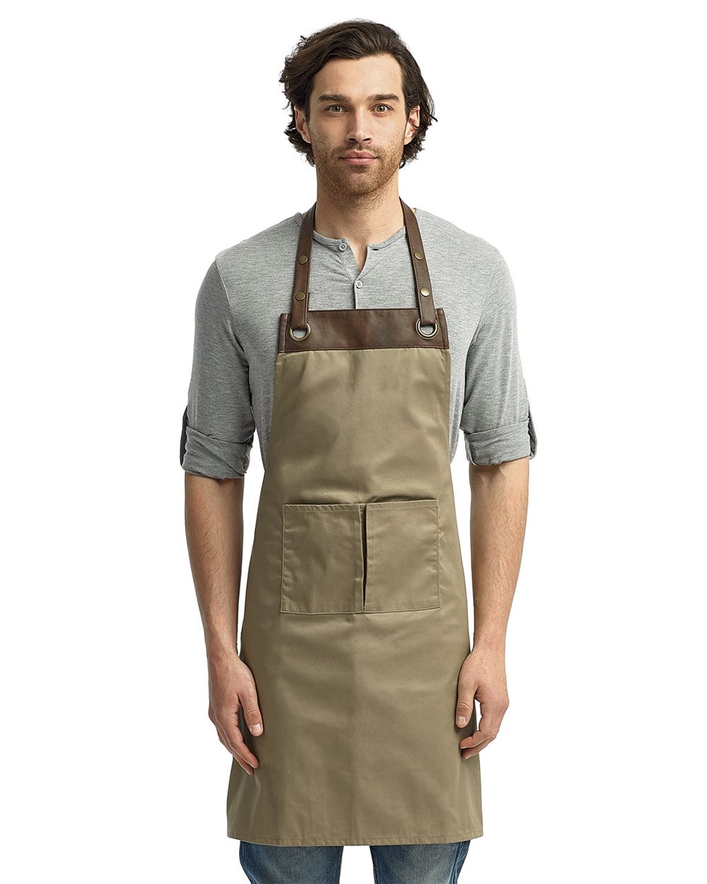 Colección Artisan de Reprime - Delantal con pechera color espresso - RP123