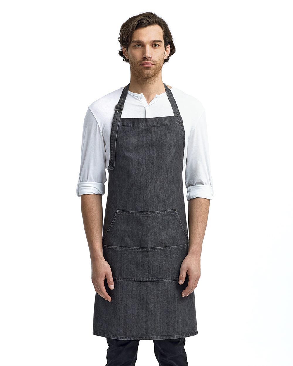 Colección Artisan de Reprime - Delantal con pechera de mezclilla con puntada de jeans - RP126