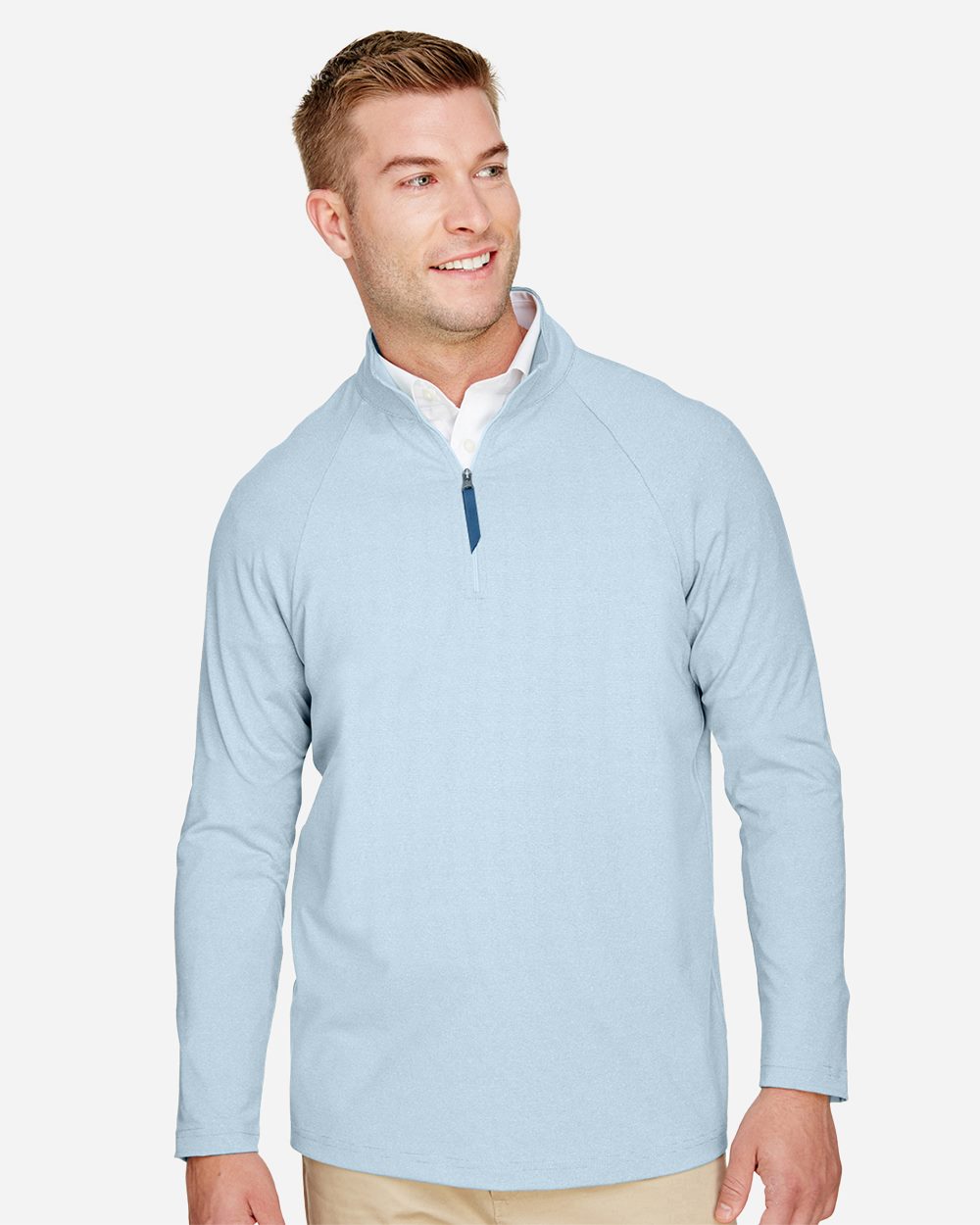 Devon & Jones - Men's CrownLux Performance® Clubhouse Micro-Stripe Quarter-Zip Pullover - DG480