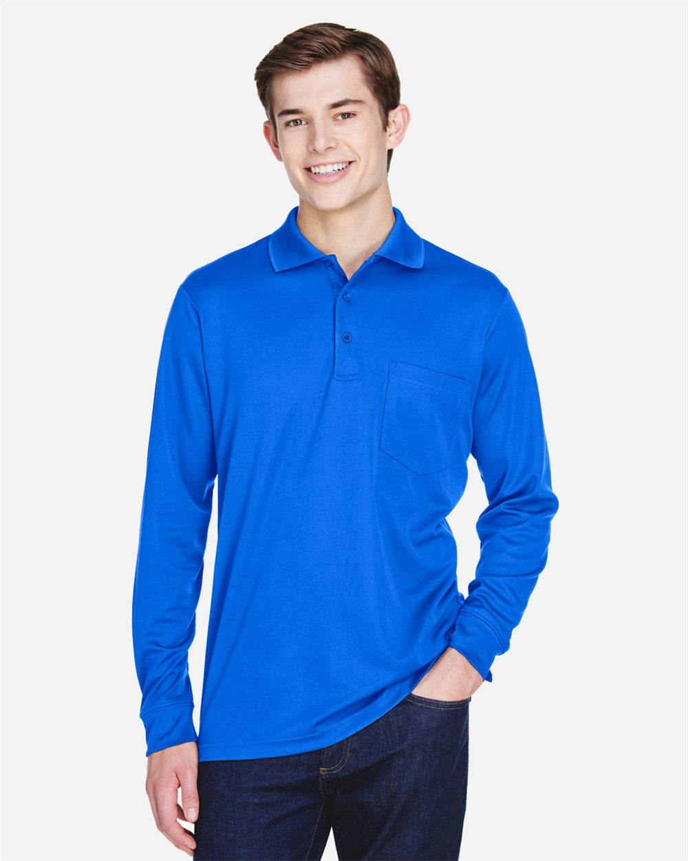 CORE365 - Polo de piqué de manga larga Pinnacle Performance para hombre con bolsillo - 88192P