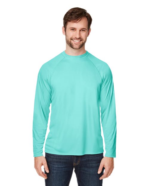 CORE365 - Camiseta unisex de manga larga raglán Ultra UVP™ Marina - CE110