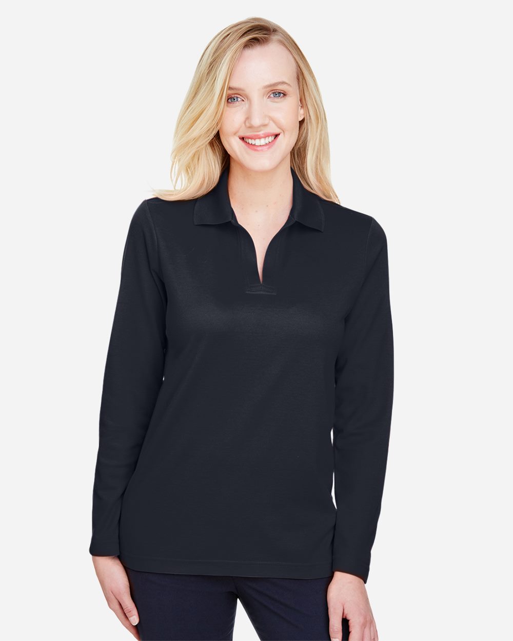 Devon & Jones - Polo de manga larga trenzado CrownLux Performance® para mujer - DG20LW