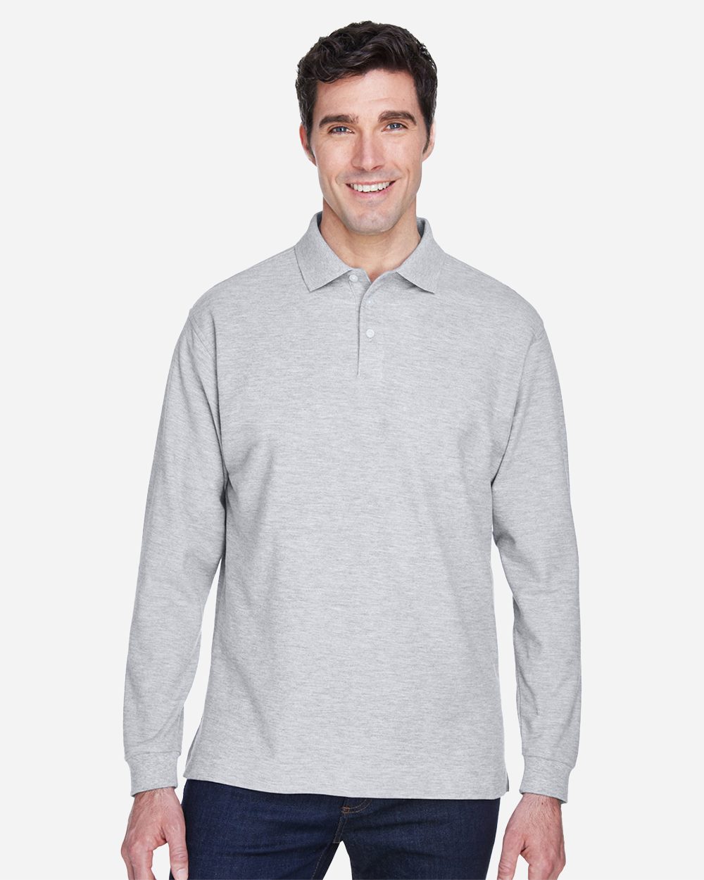 Devon & Jones - Polo de manga larga Pima Piqué para hombre - D110