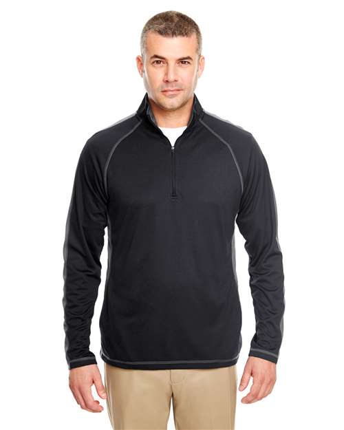 UltraClub - Cool & Dry Sport Quarter-Zip Pullover with Side and Sleeve Panels - 8398