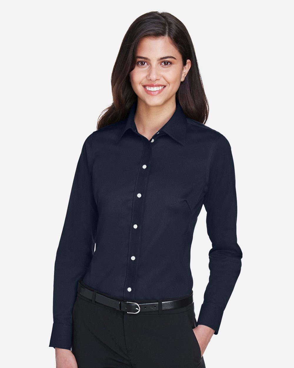Devon & Jones - Camisa de vestir de sarga elástica lisa Crown Collection® para mujer - DG530W