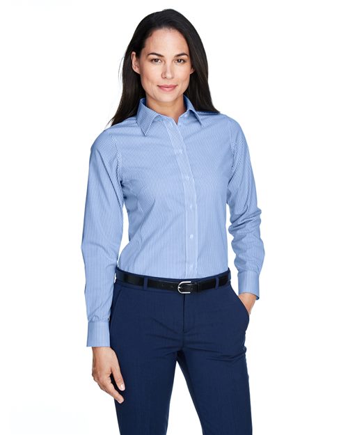 Devon & Jones - Camisa de vestir tejida a rayas de la colección Crown® para mujer - D645W