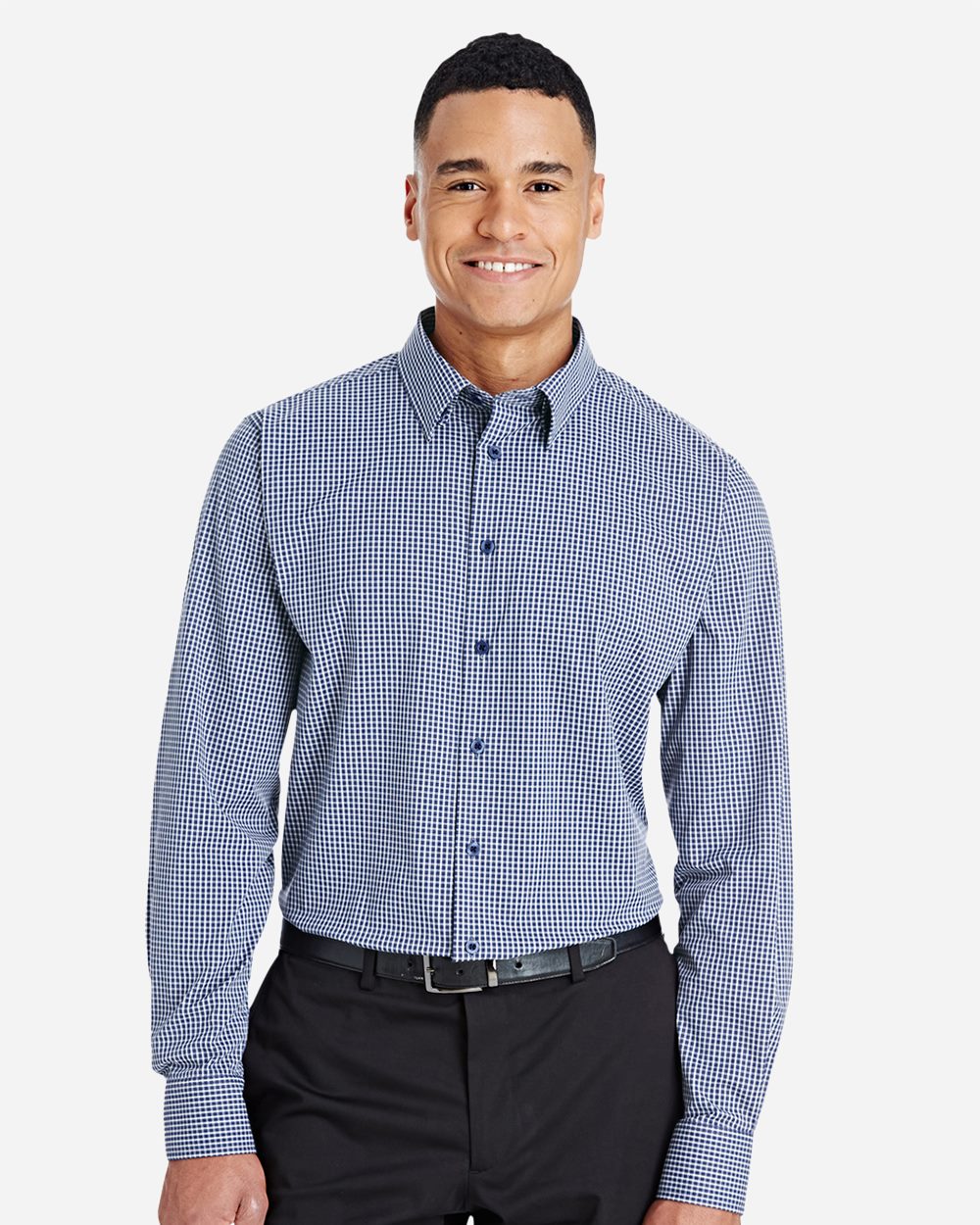 Devon & Jones - Camisa de vestir tejida a cuadros mini tonales CrownLux Performance® para hombre - DG535