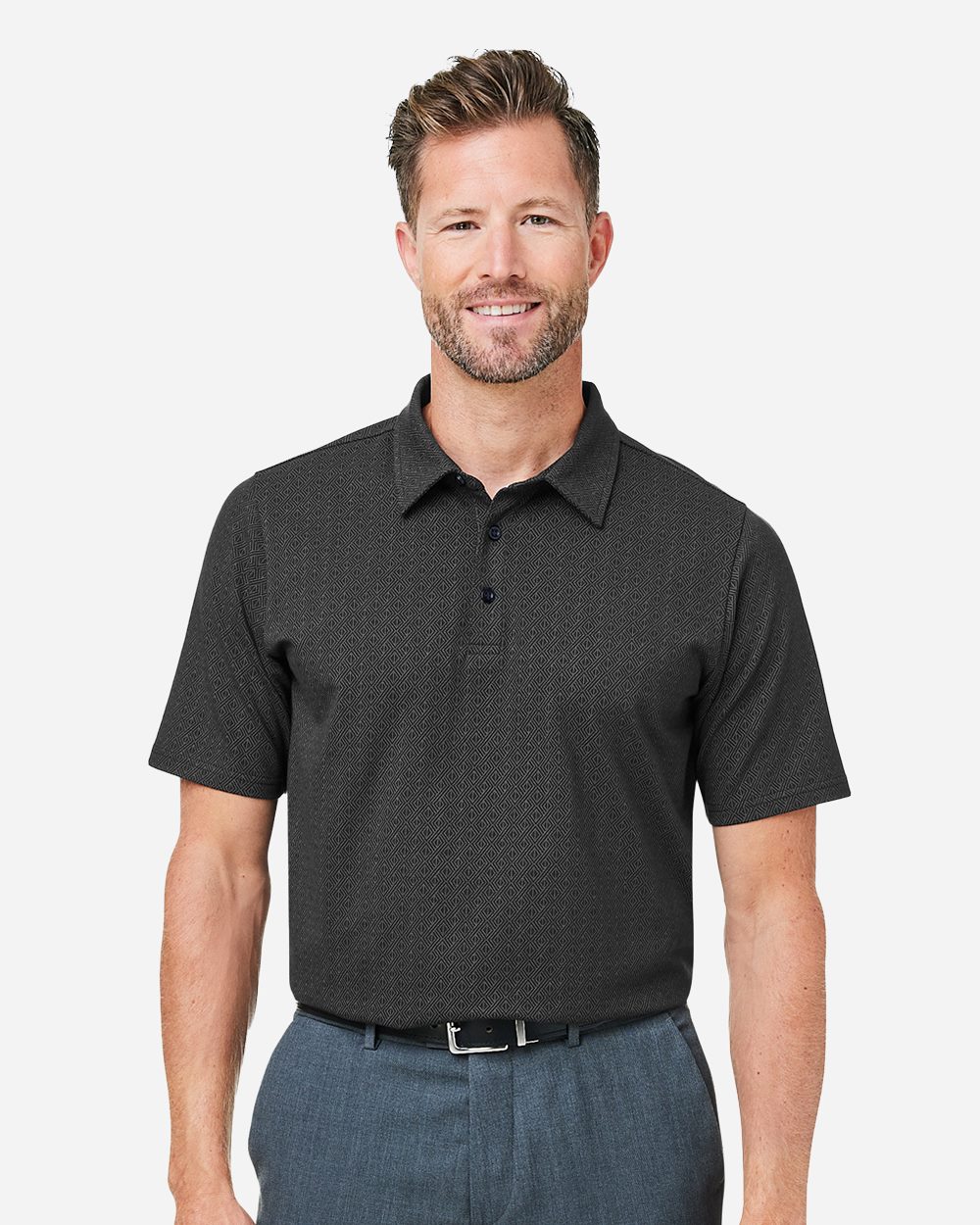 Devon & Jones - Polo geométrico Crownlux Performance® para hombre - DG101