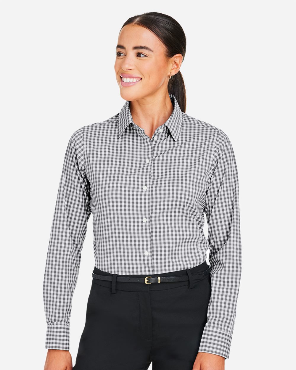 Devon & Jones - Camisa de vestir de cuadros vichy CrownLux Performance® para mujer - DG536W