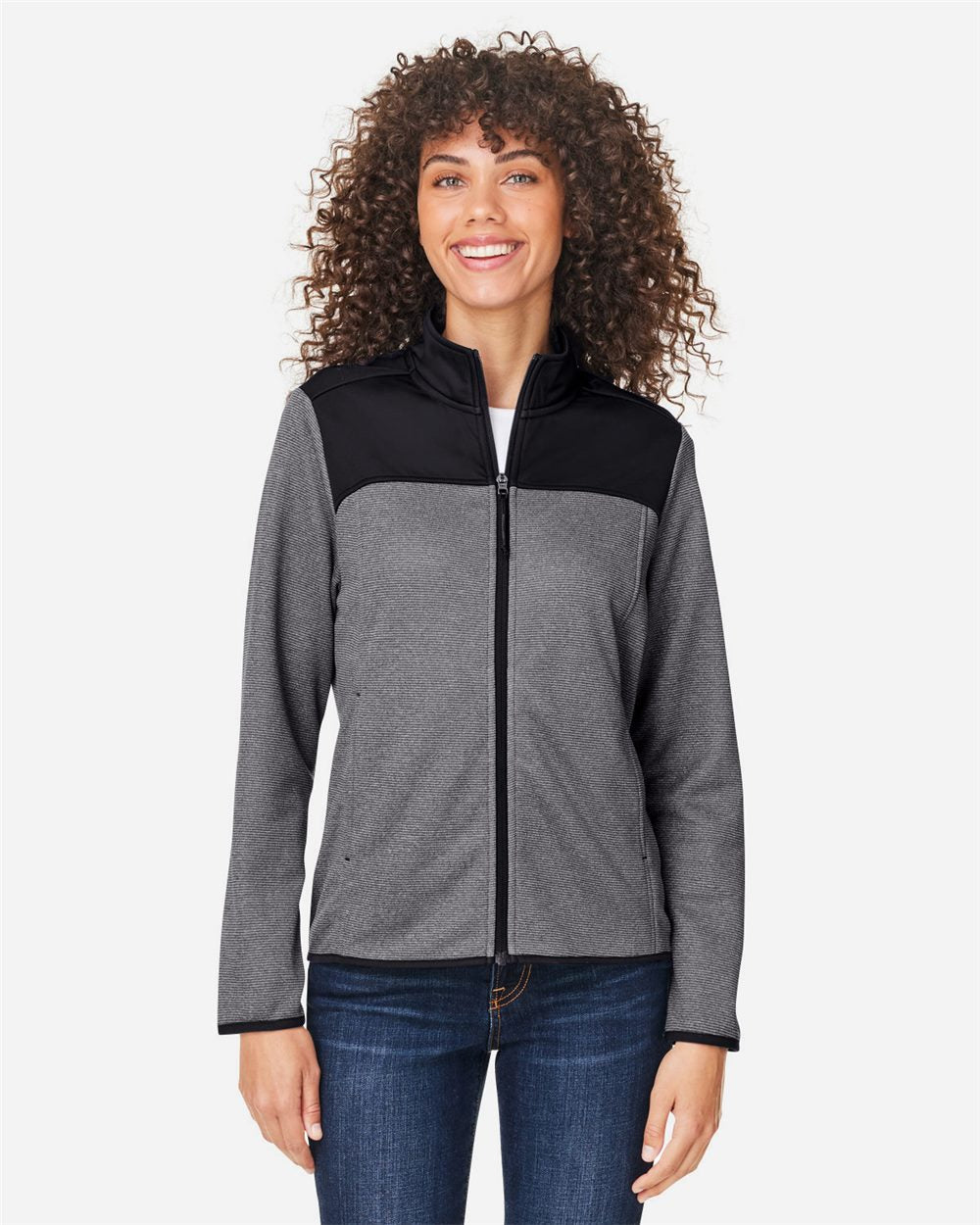 CORE365 - Chaqueta híbrida de rayas jaspeadas Venture para mujer - CE74W